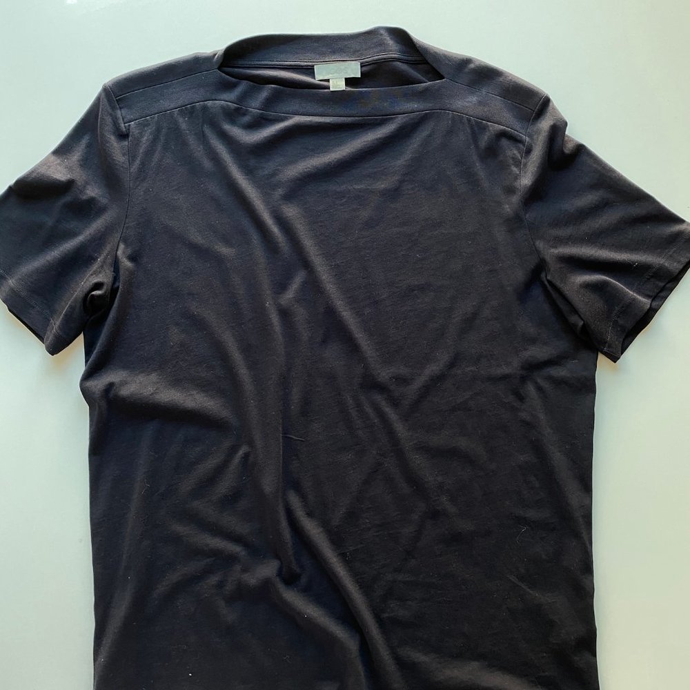 COS Black T-Shirt with Slit Neckline